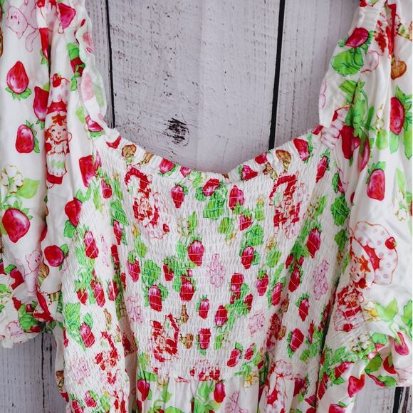 Hot Topic x Strawberry Shortcake NEW Smocked Puff Sleev Ruffle Babydoll Dress 3X - Picture 6 of 11